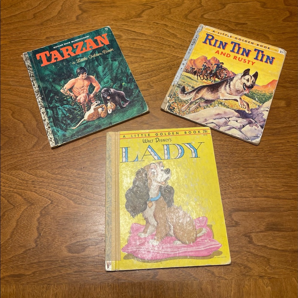 Vintage Golden Book Lot Tarzan 1964 Lady 1954 Rin Tin Tin and Rusty 1955 - Picture 2 of 13